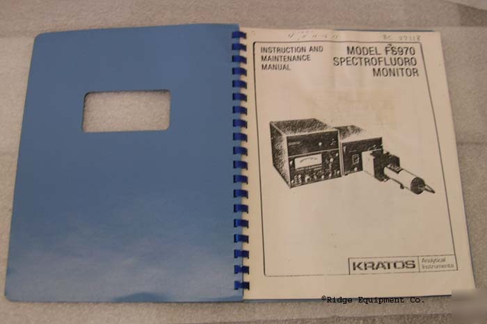 Mcpherson FS970 spectrofluoro monitor manual