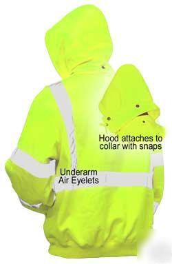 Hi-viz hooded sweatshirt - class iii lime green -xxlg