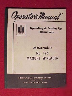 1961 ih mccormick 125 manure spreader operators manual