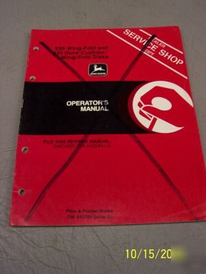 John deere operators manual dealer copy wing fold disks