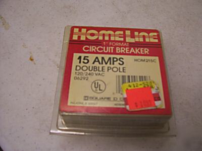 Homeline 15 amp double pole circuit breaker HOM215C