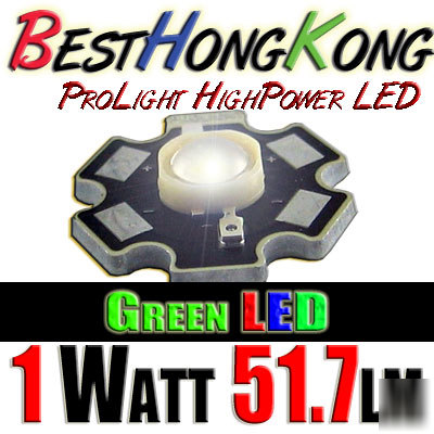 High power led set of 100 prolight 1W green 51.7 lumen