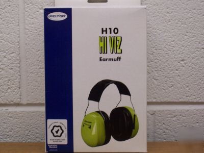 Peltor H10 hi-viz twin cup earmuffs with headband
