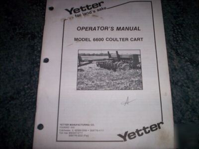Yetter 6600 coulter cart operators manual