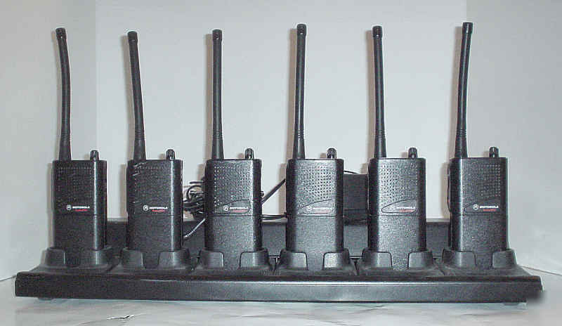 6 motorola radius SP10 vhf radios + multi-unit charger