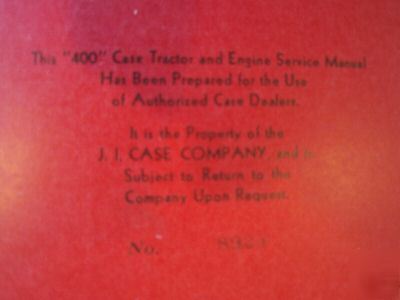 J.i. case 400 series dealers service manual 