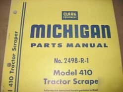 Michigan model 410 tractor scraper parts manual