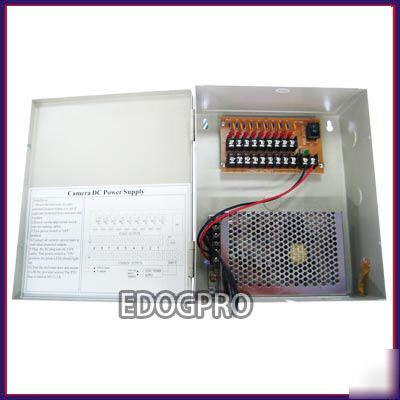 9 ch 12V-dc distributed power supply box,5AMP ptc fuse