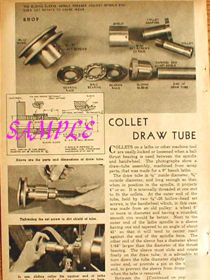 Metal lathe collet draw tube plans