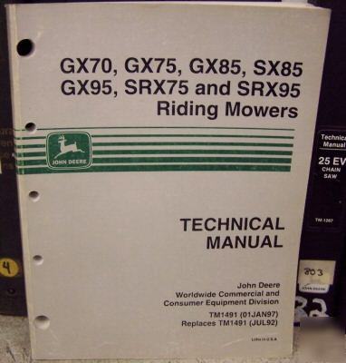 John deere GX70,75,85,95,SX85,SRX75 mower tech manual