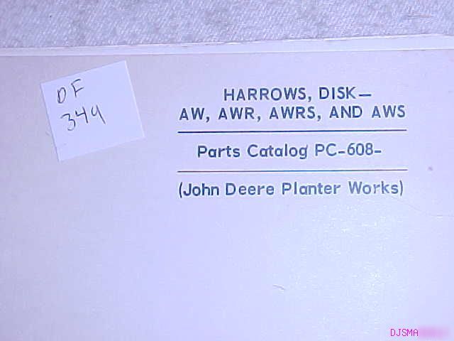 John deere aw awr awrs aws disk harrows parts catalog