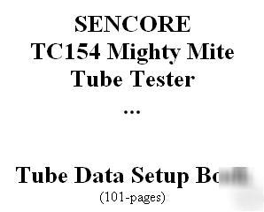 Setup book sencore TC154 mighty mite tube tester tc-154