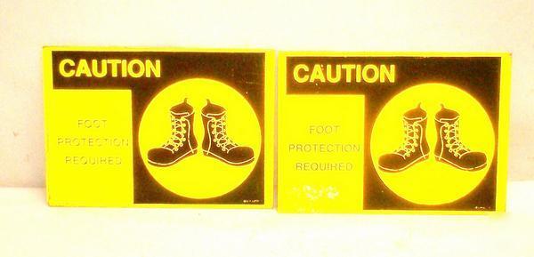 Lot 6 caution metal shoe protection reqrd signs 10