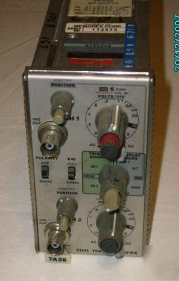Tektronix 7A26 oscilloscope dual trace amplifier insert