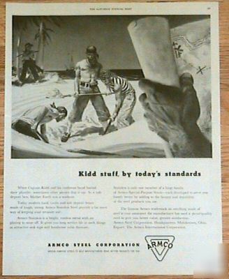 1951 armco steel captain kidd pirate buried treasure ad