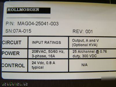 Kollmorgen 4-channel magnet driver MAG04-25041-003