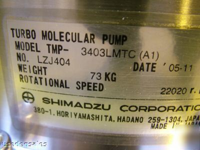 Shimadzu vacuum turbopump tmp-3403LMTC rebuilt