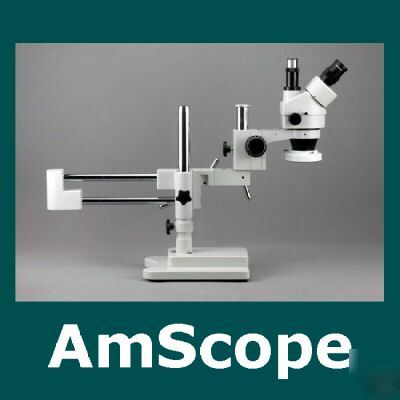 7X-90X trinocular stereo boom microscope + ring light