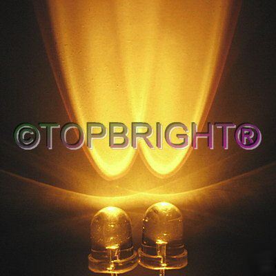 New 50 pcs 8MM wide angle 45KMCD yellow led f/r 40Â° 