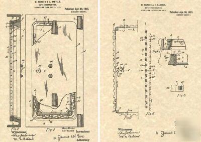 Vintage mosler safe 1914 patent art print bank baretels