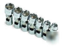 7PC 3/8IN. dr. sae std 6 pt flex socket set -s k tools