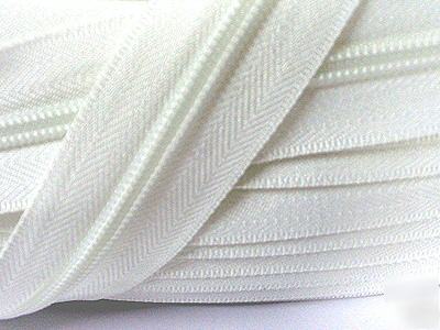 #5 nylon coil continuous zipper chain 20YD (501) white