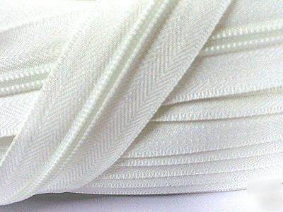 #5 nylon coil continuous zipper chain 20YD (501) white