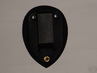 Strong snap closure clip on badge holder shield black 