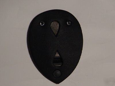 Strong snap closure clip on badge holder shield black 