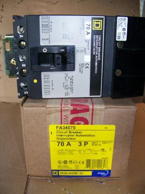 New square d FA34070 3POLE 70AMP 480V circuit breaker 
