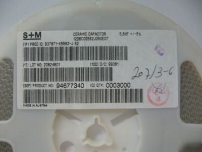 3000PCS p/n B37871K5562J62 ; ceramic cap 1206 5.6NF 5%