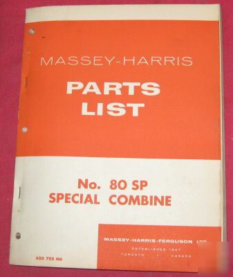 Massey-harris no. 80 sp special combine parts catalog
