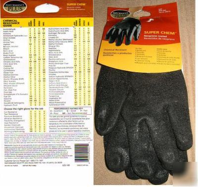 Performance plus super chem gloves (neoprene coated)
