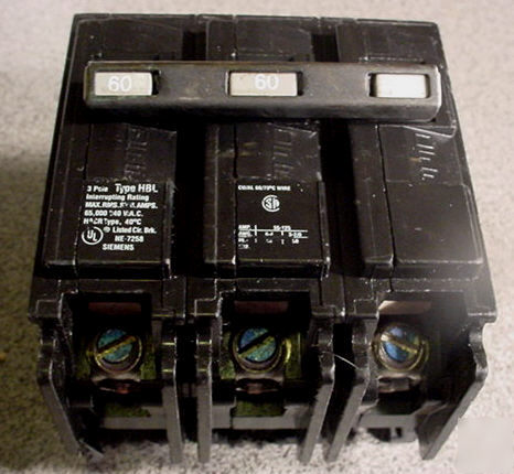 New ite 3-phase 60 amp bolt-in breaker hacr-rated