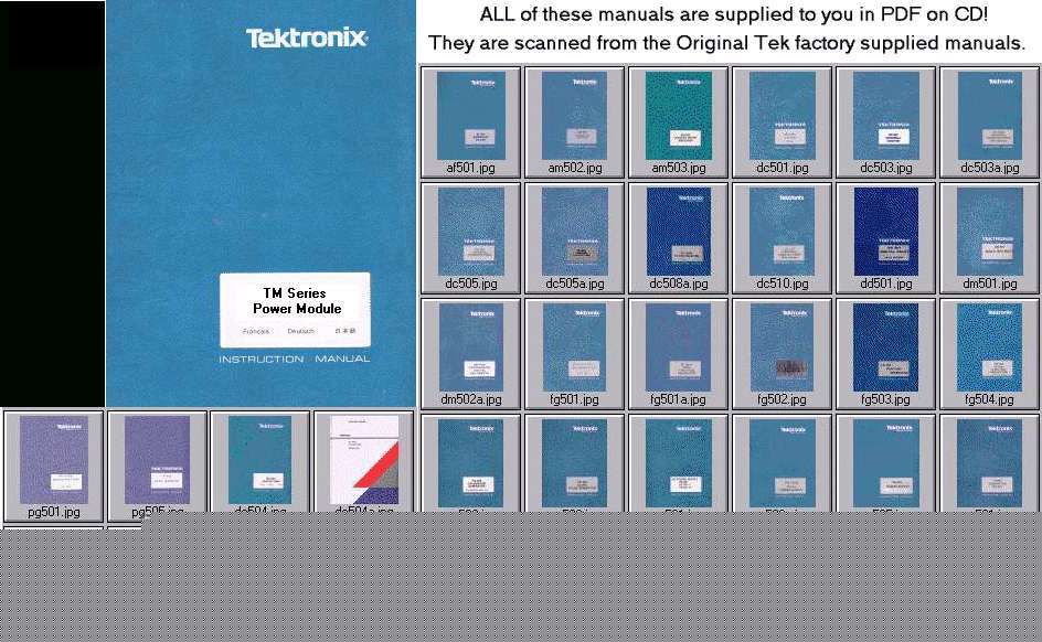 Tek TM504 manual + 38 TM500-series plugin manuals