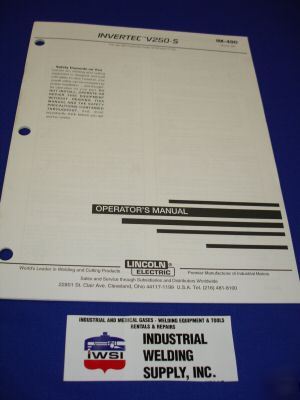 Lincoln electric invertec V250S operating manual IM490