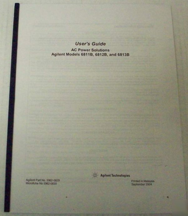 Hp 6811B/6812B/6813B ac power solutions user's guide