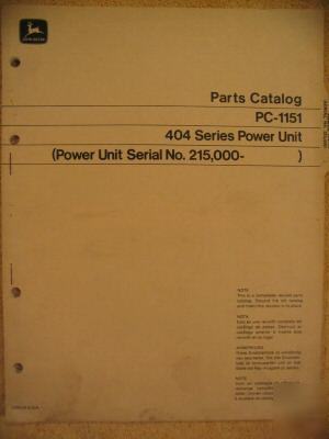 John deere 404 engine 105 6602 7700 part catalog manual