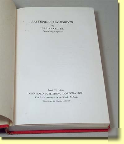 Fasteners handbook by soled hc 1957