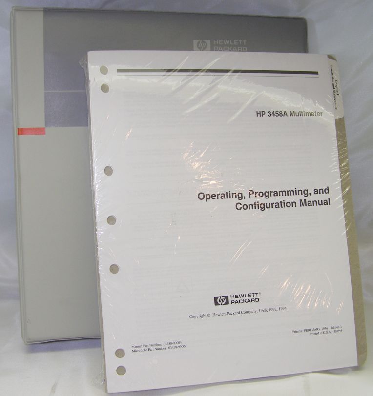 Hp multimeter 3458A operating/programming/config manual