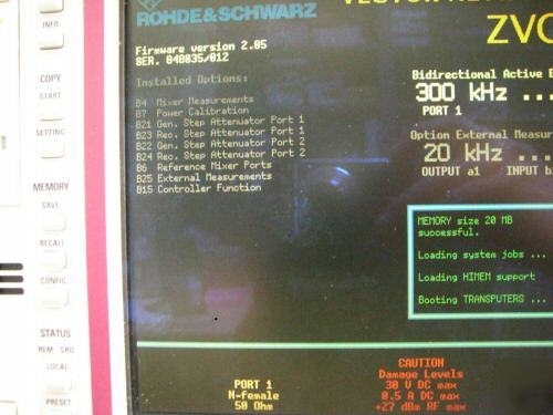 R&s rohde & schwarz zvc network analyzer, 8 ghz loaded 