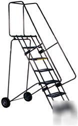 New 10-step fold-n-store rolling warehouse ladder