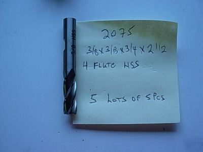 3/8 4 flute end mills lot 2075 lot of 5 pieces