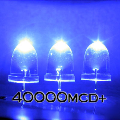 Blue led set of 50 super bright 10MM 40000MCD+ f/r