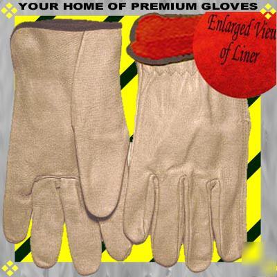 3PR xlarge insulated winter leather pigskin work gloves