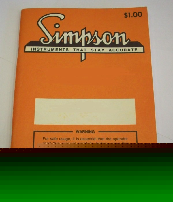 Simpson 260 series 7 operating manual - $5 shipping 