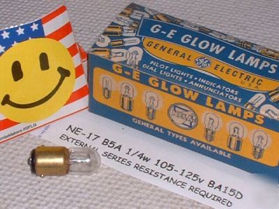 Ge ne-17 B5A neon glow light lamp bulb vintage nos /2 