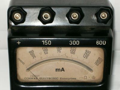 Vintage bakelite conway bench table top ammeter 600 ma