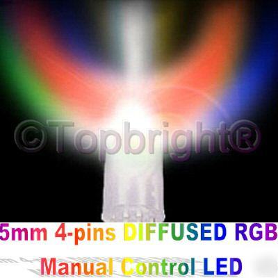 100 pcs 5MM 8KMCD manual control diffused rgb led f/r