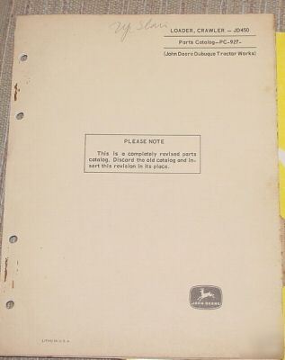 John deere JD450 loader crawler parts manual catalog